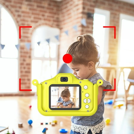 Image of Oggfader Digital Camera for Kids Children s Holiday Gift HD Front And Rear Dual Gamera Mini 2.0 Inch Camera Photo Video Games Music Toys 5 In 1 Built-in Five Puzzle Mini Games Outdoor Yellow