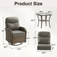 thumbnail image 5 of POCASSY 6 Pieces Patio Furniture Set with Swivel Glider Patio Chairs Set of 4, Brown Wicker High Back Outdoor Swivel Rocker with 6-inch Thick Cushion and 2 End Tables for Porch Balcony, Gray Cushion, 5 of 13