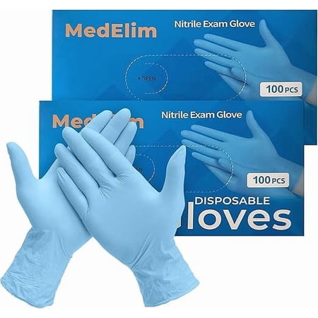 MEDELIM Medical Gloves - Nitrile Gloves Disposable Latex Free, 5 Mil, Powder-Free, Blue, Small, 200 Pcs