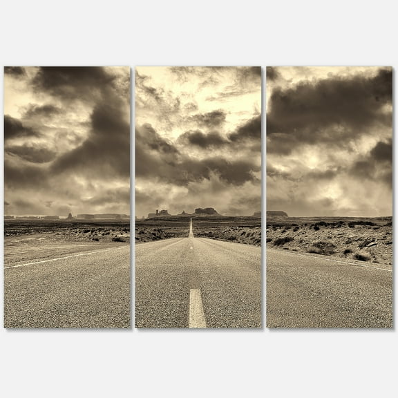 Designart ' The Straight Road To Monument Valley ' Traditional Canvas Wall Art Print