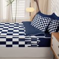 thumbnail image 5 of Manfei Checkered Art Zipper Twin Comforter Sets with Fitted Sheet and 2 Pillowcases,Geometric Plaid Zipper Bedding Set,Navy White,Navy Blue Reversible,4pcs, 5 of 8