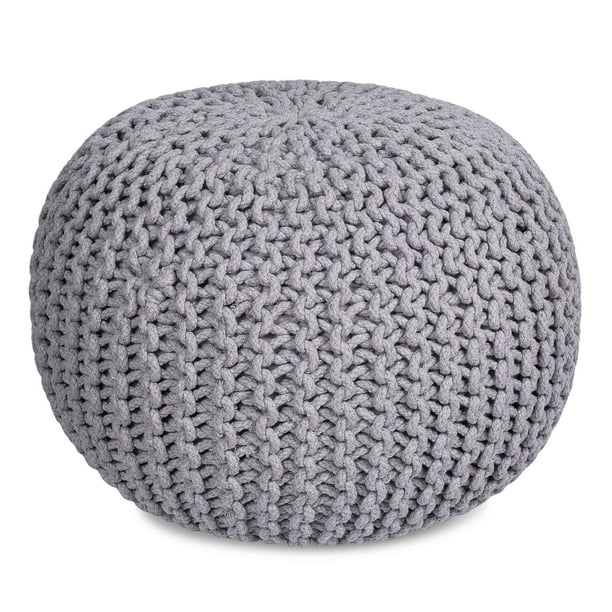 Knitted Pouf Light Grey