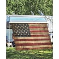 thumbnail image 4 of 4th of July RV Awning Sun Shade Screen 9'X15.3' USA Flag Mesh Sunscreen Vintage Wood Grain Stripes Awning Shade Screen with Zipper UV Blocker Completed Kits for RV Motorhome Camper Trailer, 4 of 7