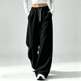 thumbnail image 2 of Akmaiox Wide Leg Sweatpants for Women, Plus Size Drawstring Waist Workout Joggers with Pockets, Casual Comfy Outdoor Hiking Pants, 2 of 7