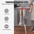 thumbnail image 4 of VEVOR Manual Honey Extractor, 3 Frames Honey Spinner Extractor, Stainless Steel Beekeeping Extraction, Honeycomb Drum Spinner with Lid, Apiary Centrifuge Equipment with Height Adjustable Stand, 4 of 9