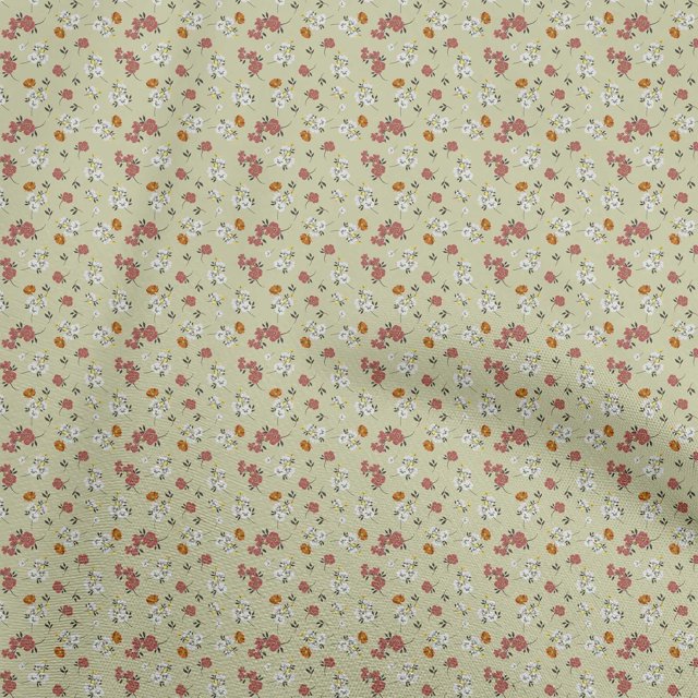 oneOone Georgette Viscose Light Green Fabric Floral Ditsy Craft Projects Decor Fabric Printed By The Yard 42 Inch Wide