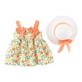 thumbnail image 3 of Swuxness Girl's Casual Sleeveless Sling Dress, Toddler Dresses, Girls Floral Print Round Neck Strapless Sundress with Detachable Hat Soft and Lightweight for Outdoor Orange, 1-2 Years, 3 of 4