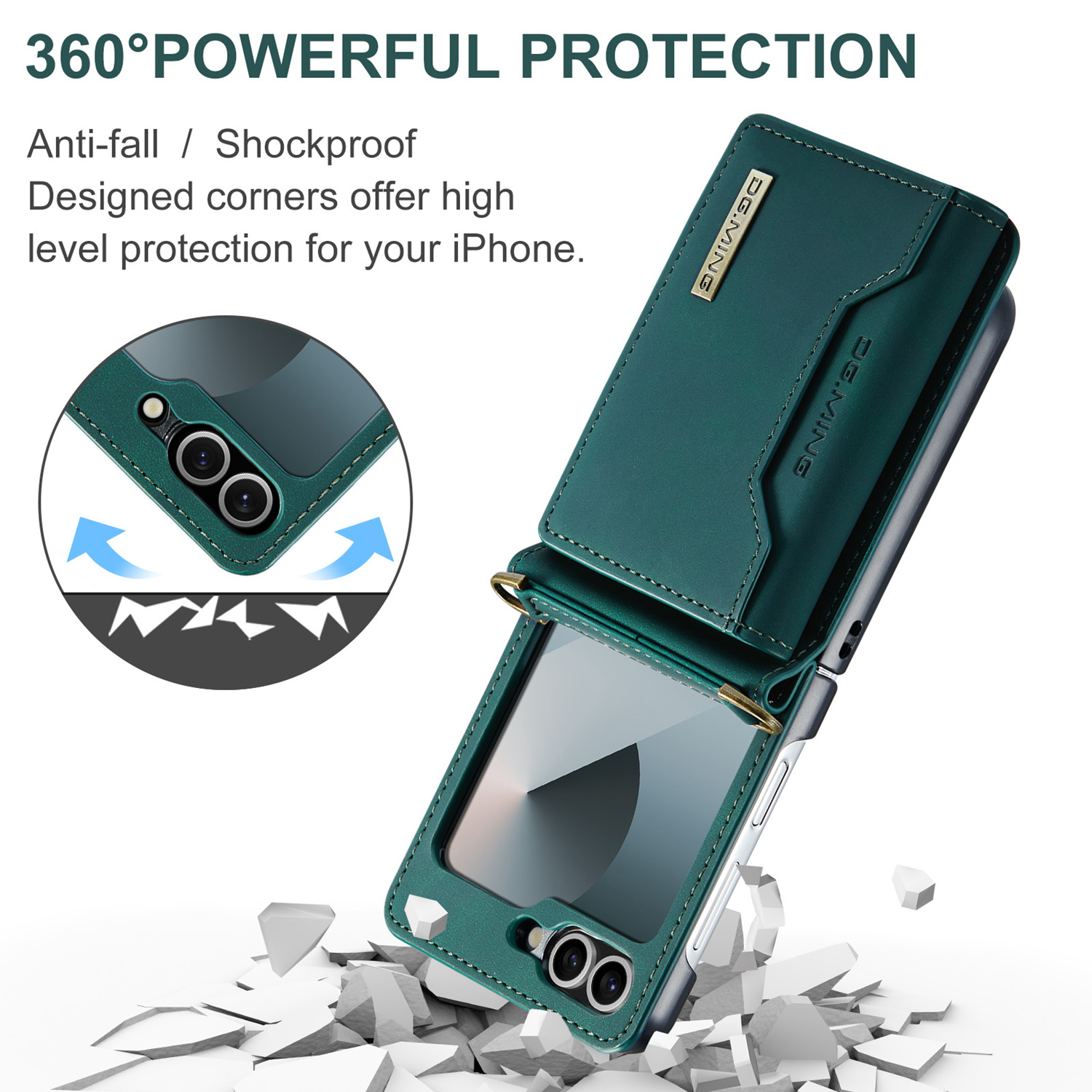 ETFAST Leather Phone Case For Samsung Galaxy Z Flip 6 Wallet Leather Case with Card Holder Leather Phone Case Shockproof Protective Cover