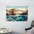thumbnail image 2 of Ambesonne Lake Tapestry Wall Hanging, Mountain Scene Icy Tone Floral, 60"x40", Pale Blue Pastel Brown, 2 of 3
