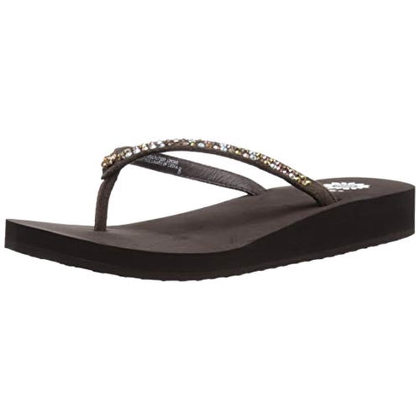 yellow box flip flops with rhinestones