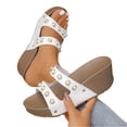 thumbnail image 2 of Norvail Womens Pearl Studded Thick Soled Wedge Sandals, Wide Foot Sandals for Women Dressy, Open Toe Slip On Platform Slides for Summer Beach Vacation Plus Size, 2 of 7