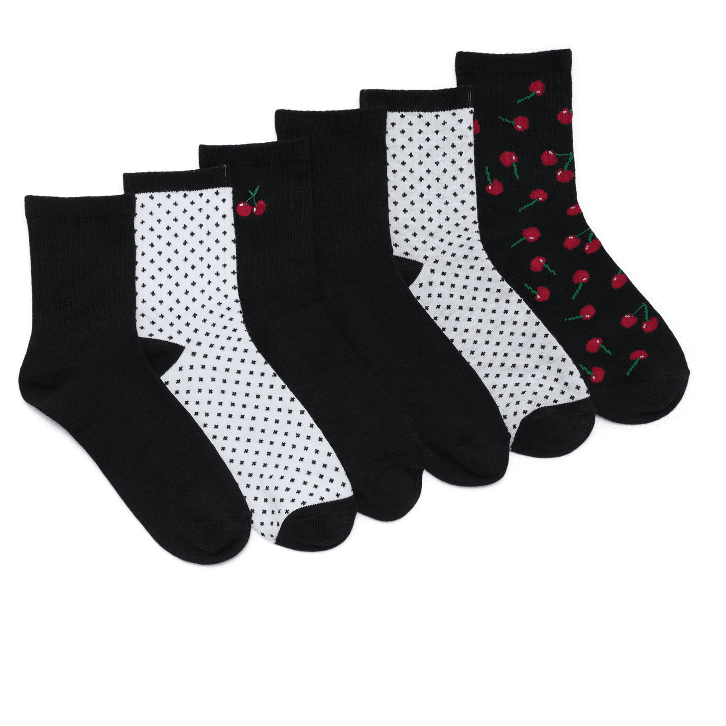 Black Embroidered Cherry/Rib