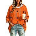 thumbnail image 2 of FGVCTG Halloween Sweatshirts for Women Drawstring 3/4 Sleeve Halloween Hoodie Ghost Graphic Spooky Oversized Pullover Hoodies Saffron 3XL, 2 of 6