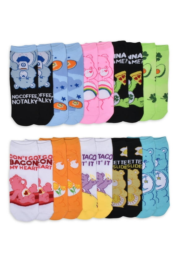 Care Bears Womens 10-Pack Low-Cut Socks, Sock Size 9-11