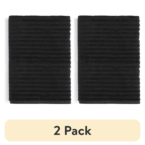 (2 pack) Mainstays Performance Cotton Bath Sheet, Oversized Super Soft Quick Dry Fade Resistant, Textured Black