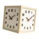thumbnail image 3 of Reloj de pared de esquina de doble , silencioso, sin perforaciones, decorativo, de madera maciza, 23 x 23 cm, para paredes angulares, creativo y Marco marrón claro, 3 of 8
