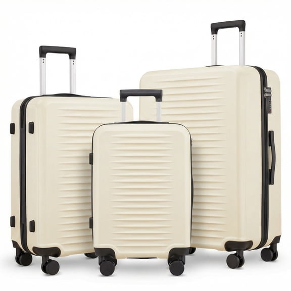 Gowill 3 Piece Luggage Set 28/24/20 inch Hardside Lightweight Spinner Wheels Carry-on and Checked Suitcase.Black