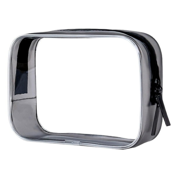 Bolsa de maquillaje, organizador de artículos de tocador de viaje, transparente, resistente al agua, estuche de maquillaje de viaje Negro