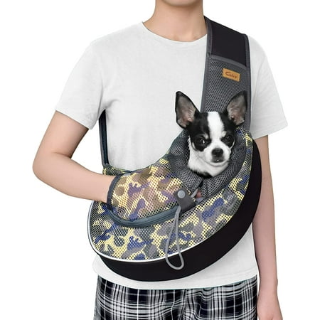 Hgudesign Pet Sling Carrier for Small Dogs s Drawstring & Zir Security Hook Triple Designs for Pets  Securty Dog Bag  Travel Pet Puppy Sling Carrier with Adjustable Strap(M (5-9.5 lbs))