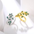 thumbnail image 2 of Zircon Leaf Cross Ring For Women Adjustable Switchable Index Finger Gold Plated Ornament With Elegant Sparkles, 2 of 9