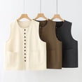thumbnail image 4 of JGGSPWM Women's Linen Vest Summer Sleeveless Scoop Neck Waistcoat Lightweight Work Casual Cotton Blazer Vest Yellow M, 4 of 6