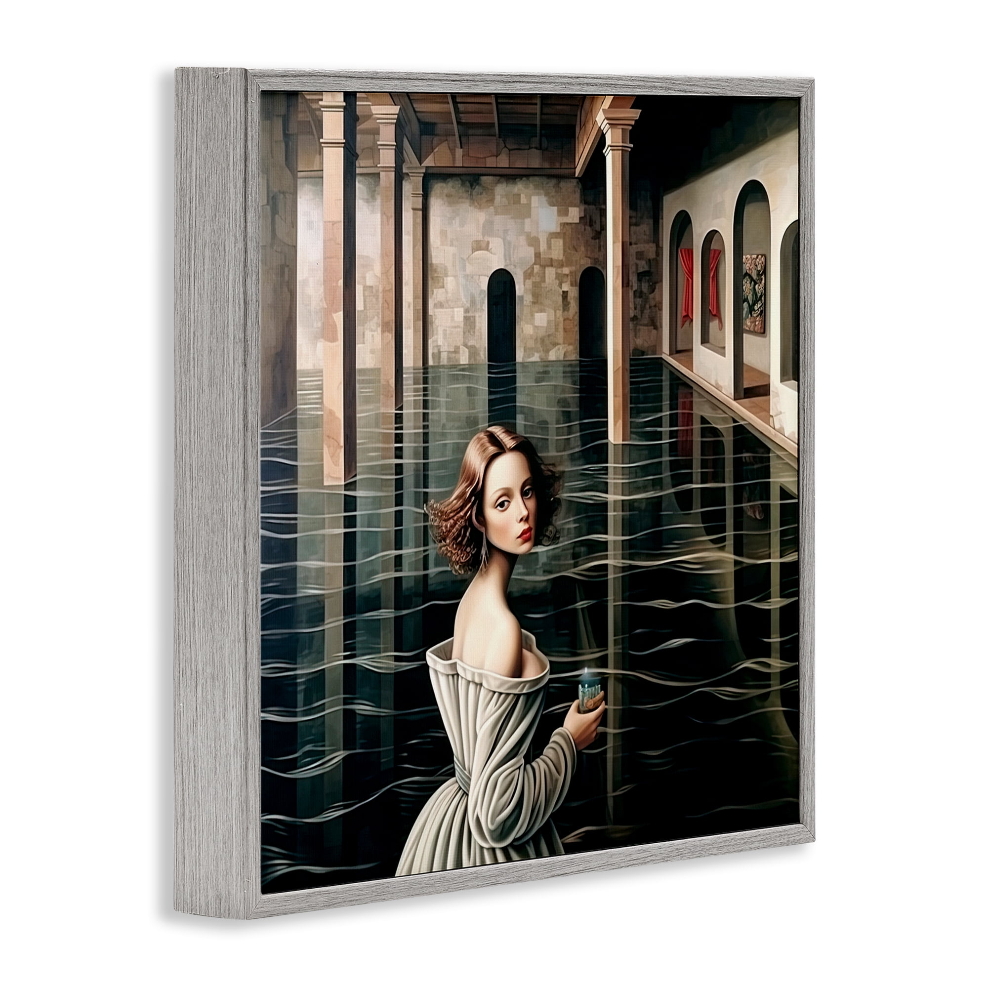 Portal Of Reflections Gray Framed Giclee Art, design by Sasha