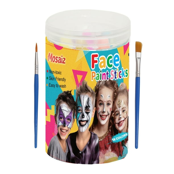 Kit de pintura facial Mosaiz, 18 colores, lavable a base de agua