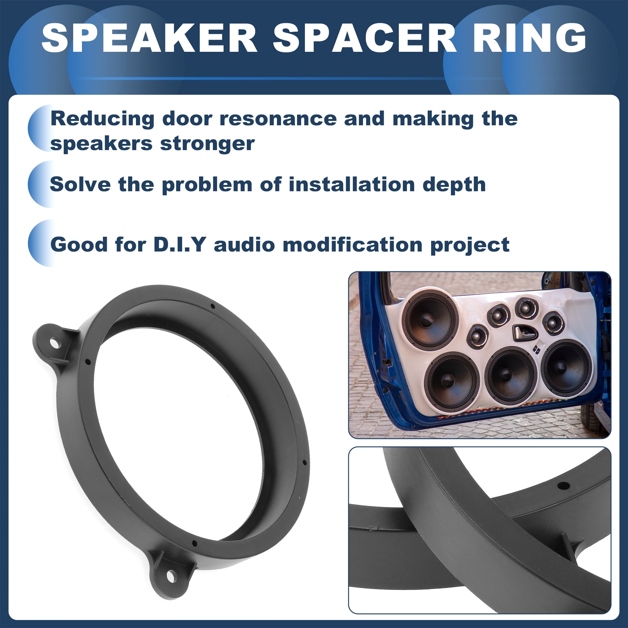 Unique Bargains Speaker Spacer Ring for 6.5 for Subaru Outback 2003-2020 ABS Black