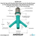 thumbnail image 3 of Dual Air Gap with Brushed Nickel Brass Cap for Double Drawer or Two Separate Dishwashers with Skirted Cap and Extra Long Thread for Thick or Thin Countertops (AG200-104, AG200-X04, AMERIGAP), 3 of 9