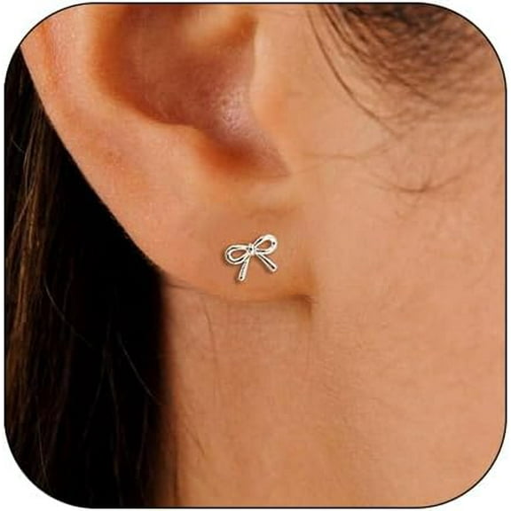 Gold Bow Studs Top Earrings for Women 14K Gold Plated Cartilage Earrings for Women Little Ribbon Stud Earrings Coquette Bow Earrings for Women Contemporary Jewellery[o754]
