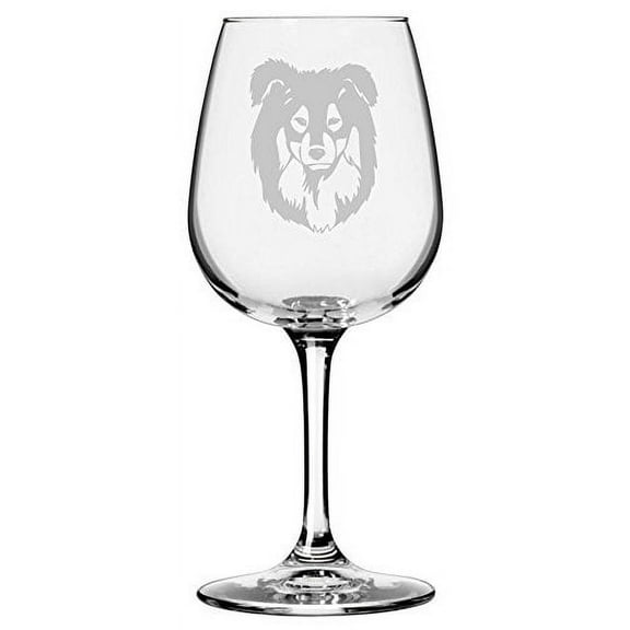 Miniature Australian Shepherd Dog Themed Etched 12.75oz Libbey Wine Glass