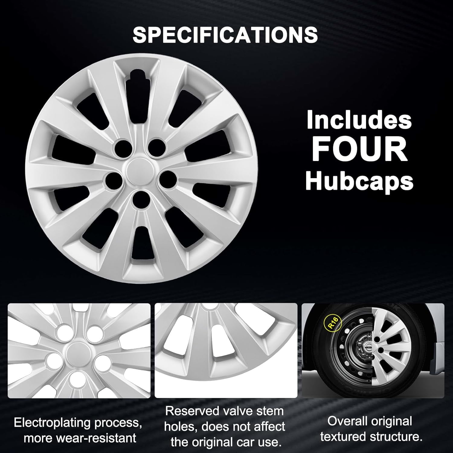 16" Wheel Covers Full Rim Snap On Hubcaps For 2013-2019 Nissan Sentra Set Of 4