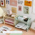 thumbnail image 4 of Kawaii Macaron Minimalist Desk Desktop Organizer Storage Rack Student Dormitory Folding Hollow Shelf, 4 of 7