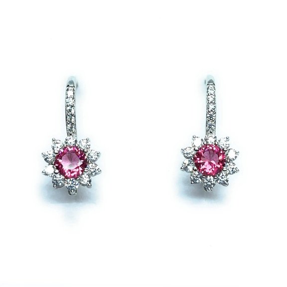 ADIRFINE 925 Sterling Silver Birthstone Color Stone Lever Back Earrings