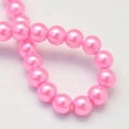 thumbnail image 2 of U8MO 31.4" Baking Painted Pearlized Glass Pearl Round Bead Smooth Loose Spacer 4~10mm-#HotPink-6~7mm-145pcs, 2 of 4