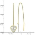 thumbnail image 4 of Solid 14k Yellow Gold & Rhodium Polished Satin and Diamond Cut Heart Threader Earrings - 45mm, 4 of 6