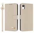 thumbnail image 2 of Wallet Case For iPhone XR Crossbody Strap & Short Hand Strap with RFID Blocking Credit Card Slots, Cute Bow Design Flip PU Leather Stand Magnetic Closure Cover For iPhone XR,Apricot, 2 of 12