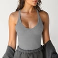 thumbnail image 2 of Miluxas Women's Spaghetti Strap Ribbed Tank Top Slim Workout Racerback Vest Scoop Neck Basic Cami Shirts Gray, 2 of 6