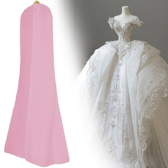 Miommo Extra Large Fish Tail Wedding Dress Dust Cover Non-Woven Fabric Protective Bag for Gowns Coats with Zipper Closure Pink Storage Bag for Bridal Attire