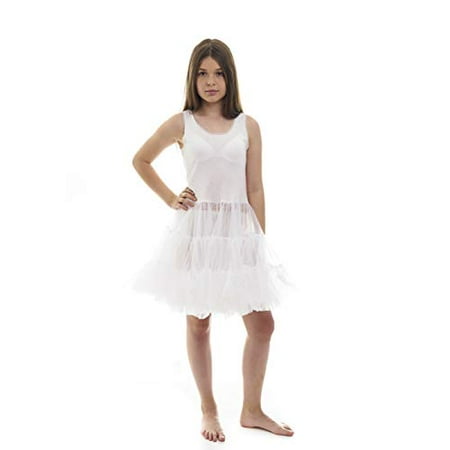 Candyland Petticoat Dress for Girls - Underdress and Kids White full Slip Poodle Skirt Perfect for Formal Dress (Size 10)