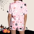 thumbnail image 5 of Ruyelune Pink Halloween Clothing Women's Halloween Pajamas Pumpkin Ghost Pjs Button Down 2 Piece Lounge Set S, 5 of 7