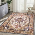thumbnail image 2 of 6x9 Vintage Boho Area Rug - Persian Style, Flower Design, Reddish Tones, Non-slip, Washable - Ideal for Living Room, Kitchen, Bedroom (Blue+Gold), 2 of 7