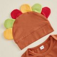 thumbnail image 6 of Cjfdfy Newborn Baby Boy Girl Thanksgiving Outfits Long Sleeve Turkey Embroidery Jumpsuit With Hat My First Thanksgiving Little Turkey Fall Outfit 0-6 Months, 6 of 9