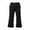 Black, variant on Girls Foldover Waist Cropped Flare Leg Pants Elastic Breathable Knit Capri Bootcut Casual Yoga Bottoms Size:5-6 Years