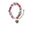thumbnail image 2 of Silvertone Brown Crystal Sparkle Spinner Red Christmas Bead Bracelet, 2 of 4