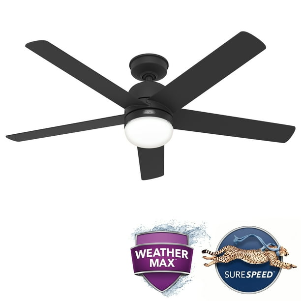 Hunter 52 Inch Anorak Matte Black Wet Rated Ceiling Fan With Led Light Kit And Wall Control Com Hunter 52 Inch Anorak Matte Black Wet, Hunter Wet Ceiling Fans