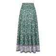 thumbnail image 3 of Long Skirts for Women Summer Maxi Skirt Slit Women's Boho Elastic High Waist A Line Skirt Ruffle Swing Beach Skirt, 3 of 6