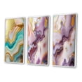 thumbnail image 3 of Designart "Gold Blue Turquoise Agate Liquid Art II" Abstract Shapes Framed Wall Art Set Of 3 - Gold Transitional Frame Canvas Set For Living Room Decor, 3 of 6
