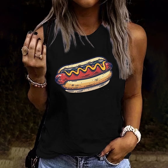Goodtrade8 Womens Summer Tank Tops Sleeveless Shirts July 4th Pullover Patriotic Red White and Blue Graphic Casual Sports Tanks for Women Lightweight