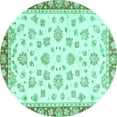 thumbnail image 1 of Ahgly Company Machine Washable Indoor Round Oriental Turquoise Blue Traditional Area Rugs, 8' Round, 1 of 4